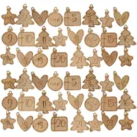 Dripio Calendrier de l'Avent en bois, chiffres de 1 à 24, 48 pièces, 2 ensembles, étiquettes cadeaux