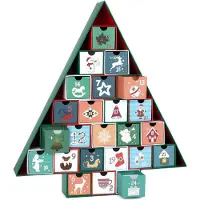 Dripio Calendrier de l'Avent, sapin de Noël, 51 cm, 24 compartiments, en carton, vert