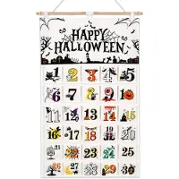 Dripio Calendrier de l'Avent en tissu, Halloween, 31 pochettes, réutilisable, à remplir