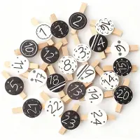 Dripio Calendriers de l'Avent en bois, 2 ensembles, numérotés de 1 à 24, avec étoile, 48 pièces