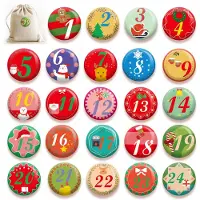 Dripio 24 boutons pour calendrier de l'Avent, numérotés de 1 à 24, de couleurs variées, diamètre 4 cm, pour travaux manuels