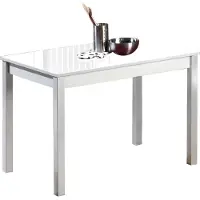 Dripio Table en métal et verre, blanche, dimensions 80x40 cm, pour 4 personnes