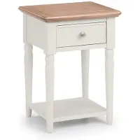 OEM Table de chevet avec 1 tiroir, gris, placage de chêne blanchi, 40x35x55 cm