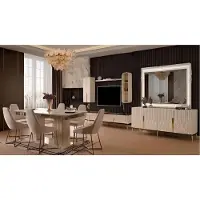 Xl Moebel Gmbh Ensemble de salle à manger : table et 6 chaises, couleur beige, style moderne, élégant et chic