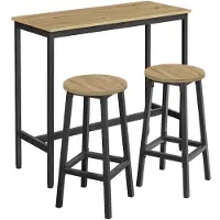 Kendra Home Ensemble Bar Industriel avec Table et 2 Tabourets Chêne Artisan