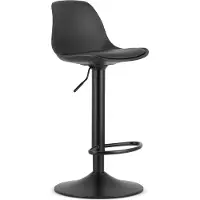 Kendra Home Tabouret de bar HOGA noir en polypropylène et similicuir avec base noire
