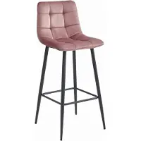 Kendra Home Tabouret de bar Arceto en velours rose antique et acier noir