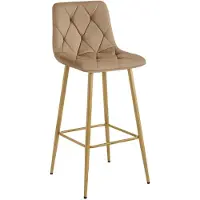 Kendra Home Tabouret haut Nado en velours marron avec pieds en métal