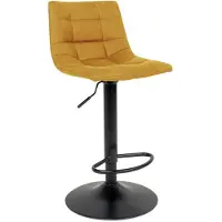 Kendra Home Lot de 2 tabourets de bar Middelfart en velours jaune moutarde avec base noire