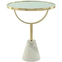 Kendra Home Table Basse Oscar 125 avec Base en Marbre et Plateau Effet Pierre