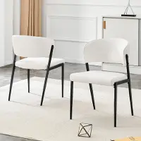 Kein Hersteller Ensemble de deux chaises de salle à manger modernes, avec structure en métal, assise et dossier rembourrés – Solides et de couleur blanche