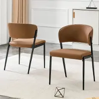 Kein Hersteller Ensemble de 2 chaises de salle à manger, design moderne, rembourrées, avec structure en métal, dossier ergonomique, siège en similicuir, idéal pour salle à manger, salon ou cuisine - couleur : marron