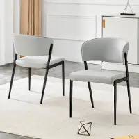 Kein Hersteller Ensemble de deux chaises de salle à manger modernes, avec structure en métal, assise et dossier rembourrés, de couleur gris clair