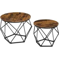 Kendra Home Set de 2 tables basses industrielles en bois et acier noir