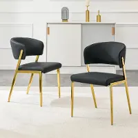 Kein Hersteller Ensemble de deux chaises de salle à manger modernes, avec structure en métal, assise et dossier rembourrés – Noir, robustes