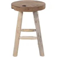 Kendra Home Tabouret Badia en teck naturel à 4 pieds, ø30 x 45 cm