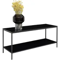 Kendra Home Meuble TV Vita à 2 étagères noir avec structure en acier, 100×36×45 cm