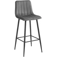 Kendra Home Tabouret de bar Pozza en velours gris foncé et acier noir