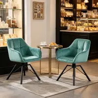 Kein Hersteller Chaises de cuisine élégantes et larges, fauteuils de salle à manger pivotants, chaises de cuisine avec dossier rembourré (lot de 2 chaises), couleur turquoise