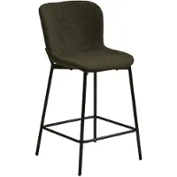Kendra Home Lot de 2 tabourets de bar Maceda en bouclé vert foncé avec pieds noirs 47x55x95 cm