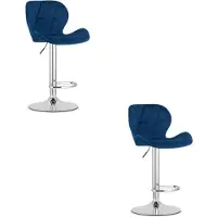 Kendra Home Lot de 2 tabourets de bar West en velours bleu et chrome