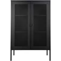 Kendra Home Armoire Melbourne en acier noir avec 2 portes grillagées, 80×40×120 cm