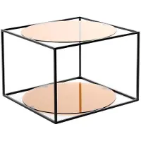 Kendra Home Table basse Cody cube en métal et verre