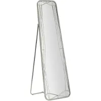 Kendra Home Miroir sur pied rectangulaire en métal argenté avec structure géométrique 52x159 cm