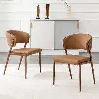 Kein Hersteller Ensemble de 2 chaises de salle à manger, design moderne, rembourrées, avec structure en métal, dossier ergonomique, siège en similicuir, idéal pour salle à manger, salon ou cuisine - couleur : marron
