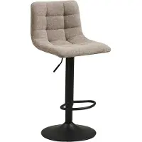 Kendra Home Lot de 2 tabourets de bar Middelfart en polyester gris avec pieds noirs réglables en hauteur