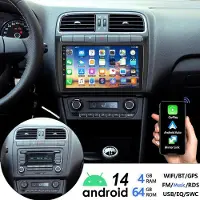 Insta24 Autoradio Android 14 de 9 pouces pour VW Polo 6R 6C (2009-2017), avec Carplay, Android Auto, GPS, navigation, WiFi, Bluetooth, fonction mains libres, 4 Go de RAM et 64 Go de stockage