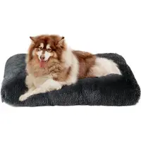 EHEYCIGA Lit pour chien, très moelleux, taille XXL (120x90 cm), gris foncé, lavable en machine, antidérapant