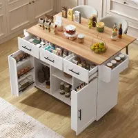 Kein Hersteller Table de travail Esswagen, blanche, dimensions 139x46(71)x91,5, imitation bois, pliable, avec porte de rangement, et roulettes/pieds interchangeables.