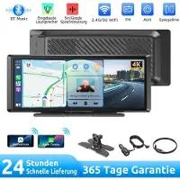 Insta24 Autoradio tactile avec CarPlay et Android Auto, navigation sans fil, Bluetooth, fonction mains libres, entrée AUX, radio FM, résolution 1600x600 pixels, pour système audio de voiture
