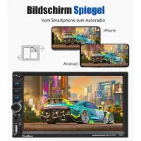 Insta24 Autoradio 2 DIN avec écran tactile de 7 pouces, compatible Apple CarPlay et Android Auto, Bluetooth, USB, AUX, radio FM, fonction Mirror Link, kit mains libres et égaliseur, puissance de 4 x 60 watts