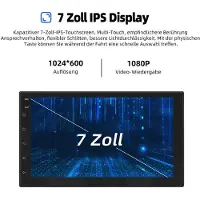 Insta24 Autoradio Android 15, format 2 DIN, écran tactile de 7 pouces, GPS, navigation, DAB+, Carplay, Android Auto, Bluetooth, kit mains libres, RDS, 4x45 watts, 6 Go de RAM, 128 Go de stockage