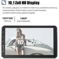 Insta24 Autoradio 1 DIN, système Android 13, compatible Carplay, GPS intégré, écran tactile de 10 pouces, écran rotatif à 360°, compatible Android Auto, Bluetooth mains libres, 64 Go de stockage, 2 Go de RAM