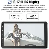 Insta24 Autoradio Android 14 avec écran tactile rotatif de 10 pouces, GPS, Carplay, Android Auto, DAB+, Bluetooth, kit mains libres,au volant, WiFi, format 1 DIN, 2 Go de RAM, 64 Go de stockage