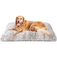 EHEYCIGA Lit douillet pour chien, lavable, taille XL (112x85 cm), couleur marron, base antidérapante