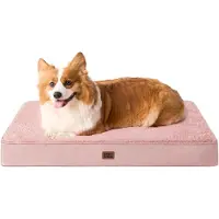 EHEYCIGA Lit orthopédique pour chien, 89x58 cm, lavable, rose foncé