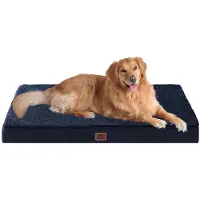 EHEYCIGA Lit orthopédique pour chien, taille XL, 112x81 cm, lavable, couleur bleu marine