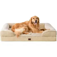 EHEYCIGA Panier orthopédique pour chiens de grande taille, 112x81 cm, couleur marron clair
