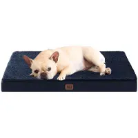 EHEYCIGA Lit orthopédique pour chien, 76x51 cm, lavable, bleu marine, taille L