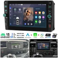 Insta24 Autoradio 8 pouces pour Ford Focus MK2, Transit MK7, Kuga MK1, avec Android 15, DAB+, CarPlay, GPS, Bluetooth, fonction mains libres, format 2 DIN, et système de navigation intégré