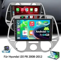 Insta24 Autoradio 9 pouces pour Hyundai i20 PB (2008-2011), système Android 14, compatible Apple CarPlay et Android Auto, GPS intégré, écran tactile, format 2 DIN, Bluetooth avec fonction mains libres, RDS