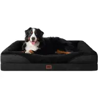 EHEYCIGA Panier orthopédique pour chien avec 4 bords, dimensions 132x104 cm, couleur noire