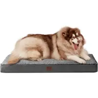 EHEYCIGA Lit orthopédique pour chien, taille XXL, 127x91 cm, lavable, couleur gris