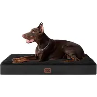 EHEYCIGA Lit orthopédique pour chien, 112x81 cm, lavable, noir, grande taille