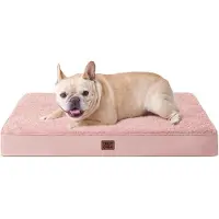 EHEYCIGA Lit orthopédique pour chien, 76x51 cm, lavable, rose foncé