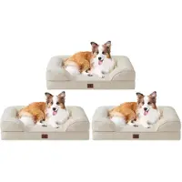 EHEYCIGA Couches orthopédiques pour chiens, grande taille, 104x69 cm, couleur beige, lot de 3